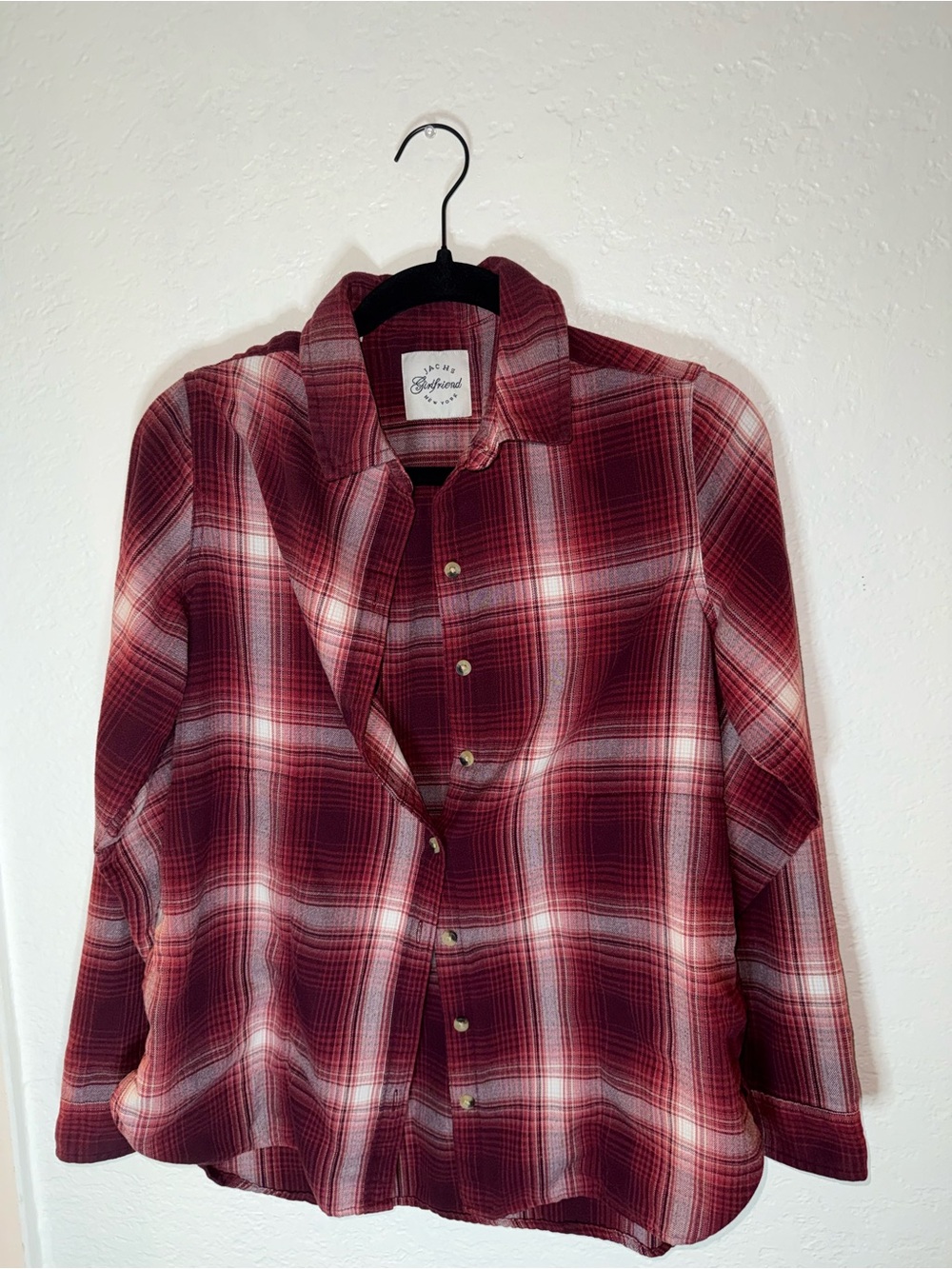 Jachs Red and White Plaid Casual Button-Down Shirt